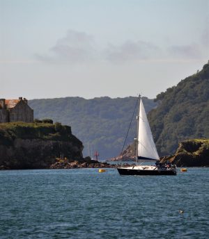 Sail Boat by Drakes Island, Plymouth MPA